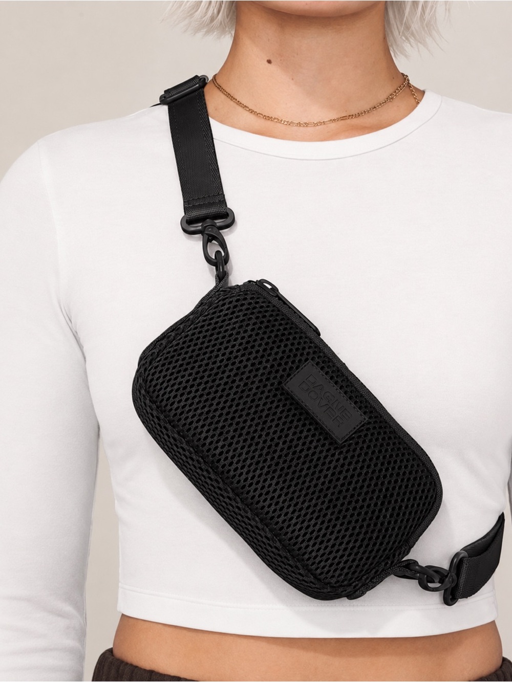 Dagne Dover Black Mesh Sold Out Black Crossbody. NWT